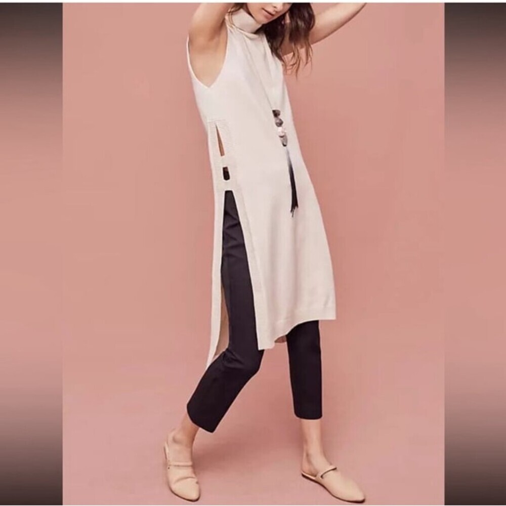 Anthropologie La Fee Verte Renna Turtleneck Tunic Long Cut Out Sweater- Size S